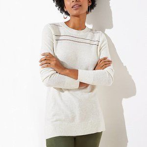 Ann Taylor LOFT Petite Stitched Yoke Sweater Ivory Sz. MP LP NWT